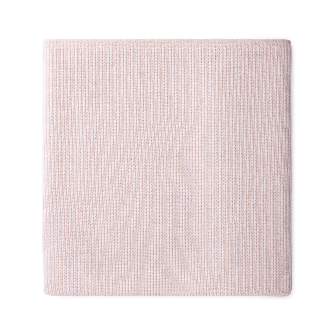Hazel &amp; George Georgia Merino Blanket in Poudre, folded knitted blanket, top view on a white background