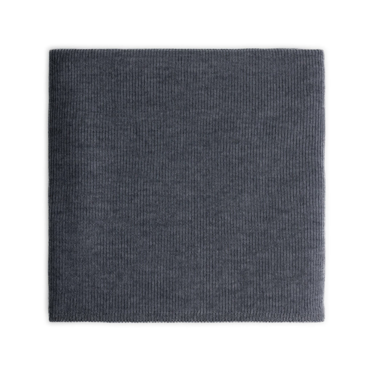 Hazel &amp; George Hazel Merino Baby Blanket in Charcoal, folded knitted blanket, top view on a white background