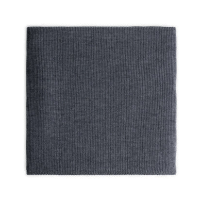 Hazel &amp; George Hazel Merino Baby Blanket in Charcoal, folded knitted blanket, top view on a white background