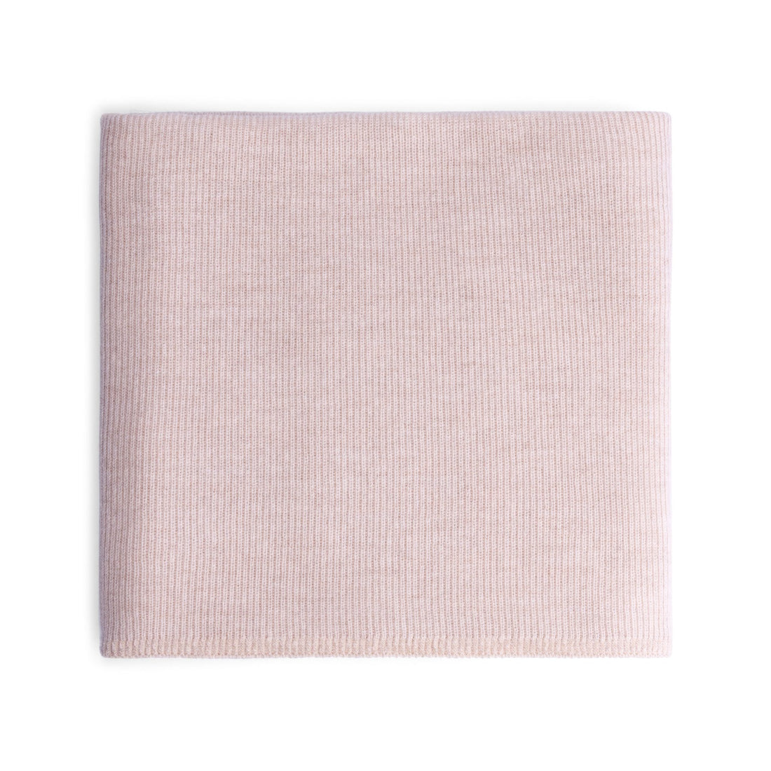 Hazel &amp; George Hazel Merino Baby Blanket in Poudre, folded knitted blanket, top view on a white background