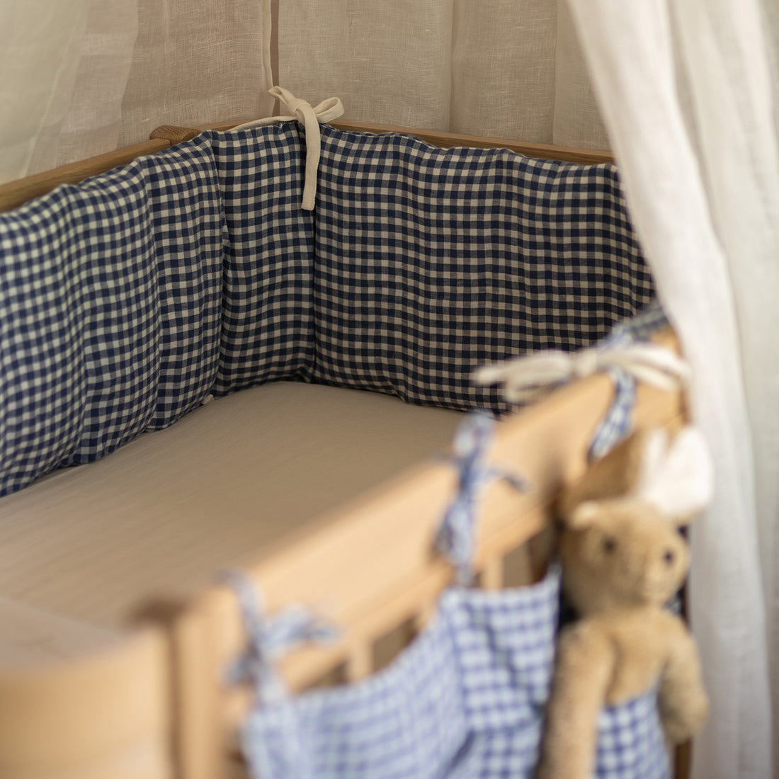Linen Cover for Bed Bumper Vichy
