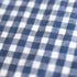 Close-up of the Hazel & George linen fabric in Vichy, showing the woven blue-and-white check pattern