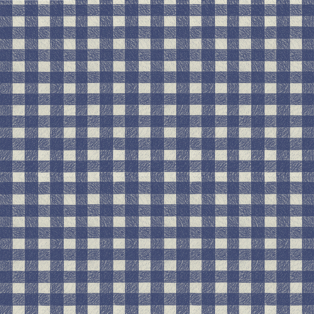 Illustrated blue-and-white gingham pattern swatch representing the Hazel &amp; George Vichy print