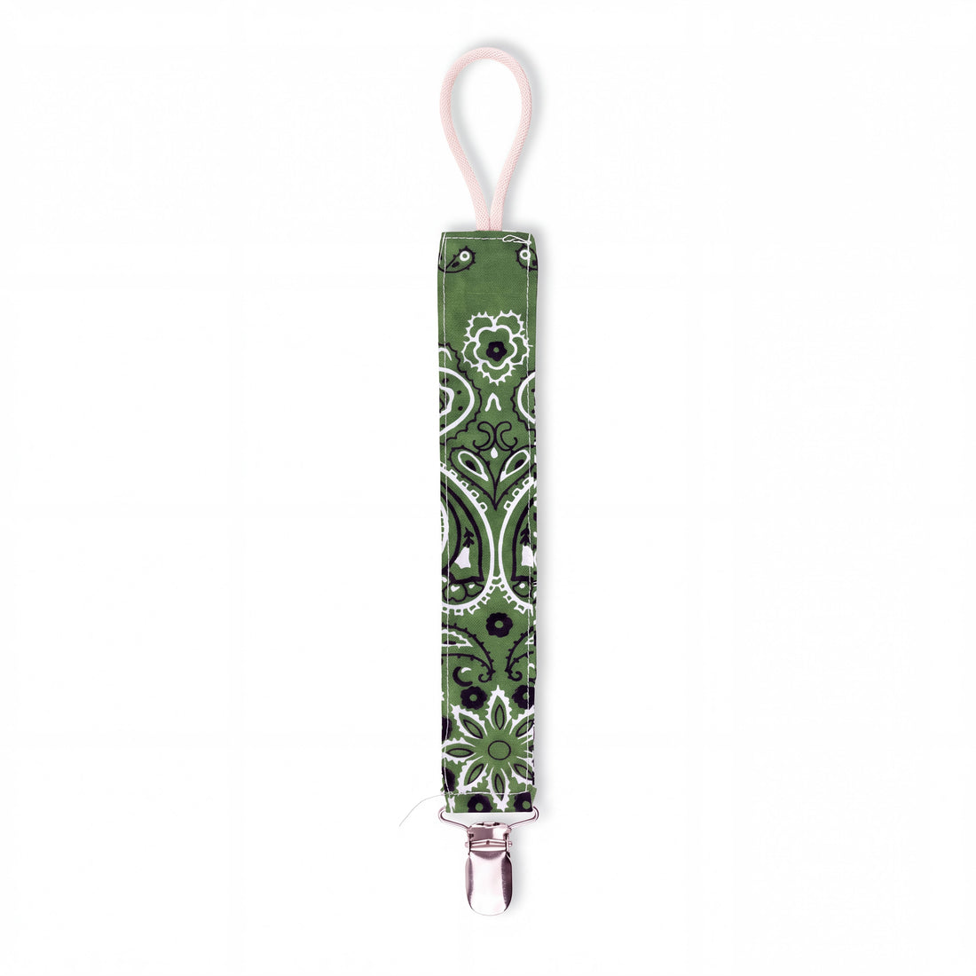 Reversible Bandana Pacifier Clip Cord Purple Green