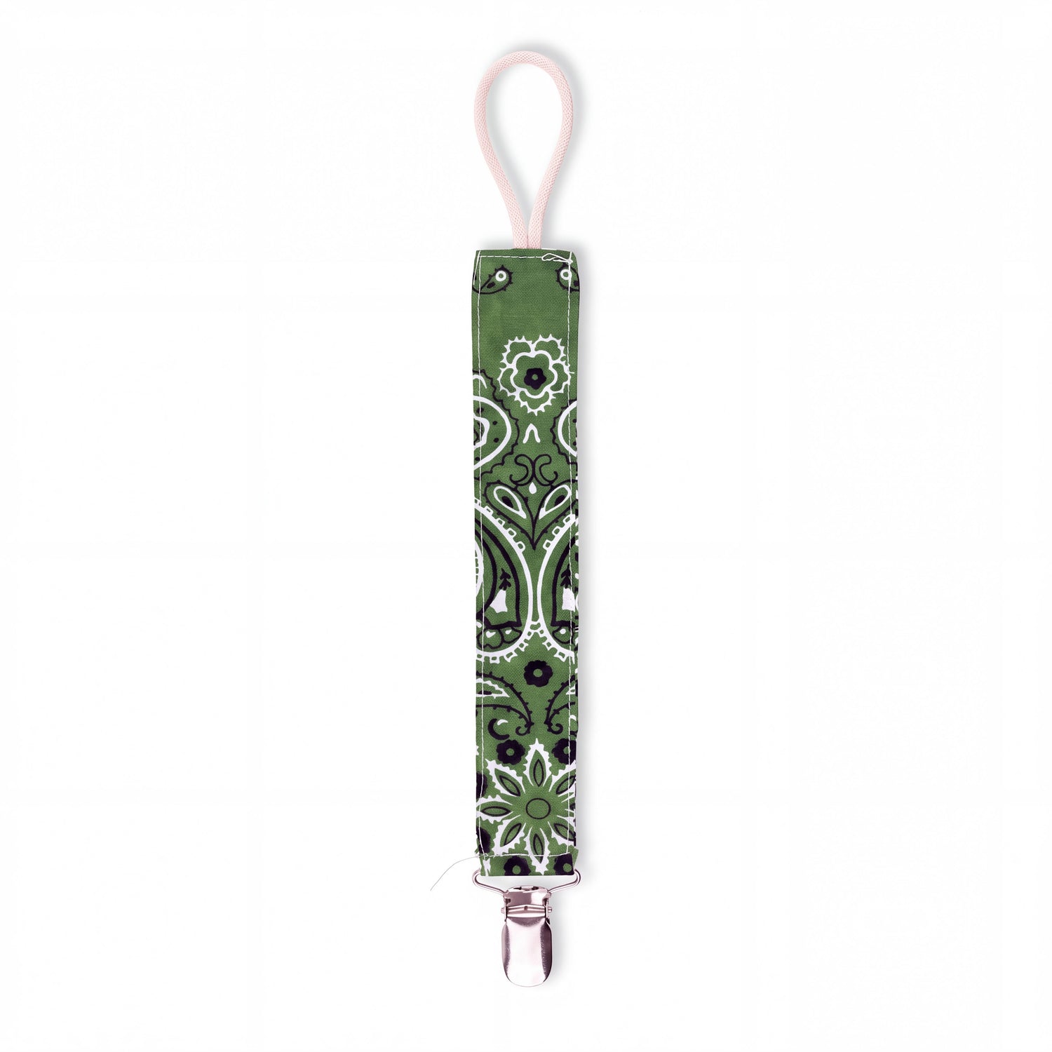 Reversible Bandana Pacifier Clip Cord Purple Green