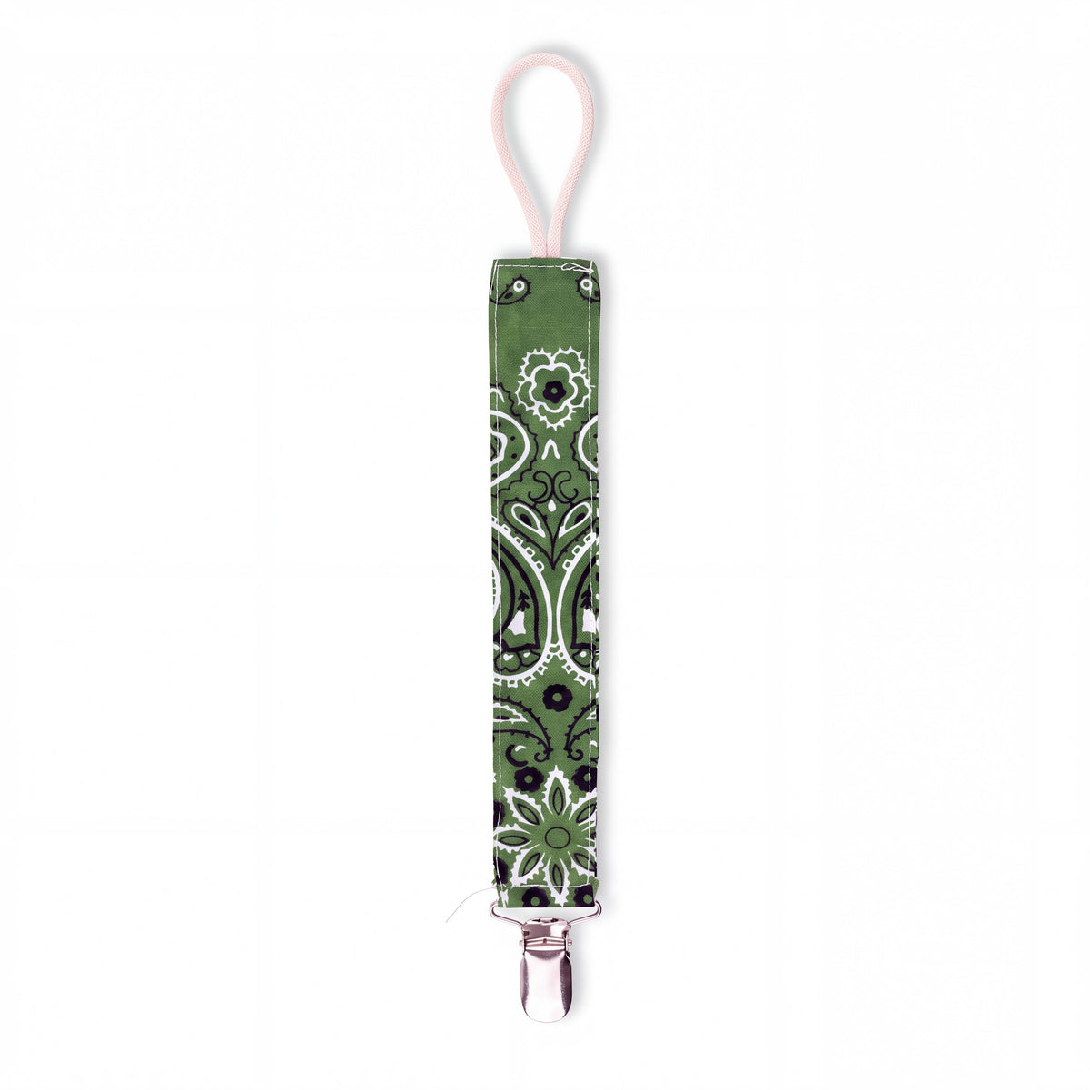 Reversible Bandana Pacifier Clip Cord Purple Green