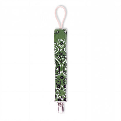 Reversible Bandana Pacifier Clip Cord Purple Green