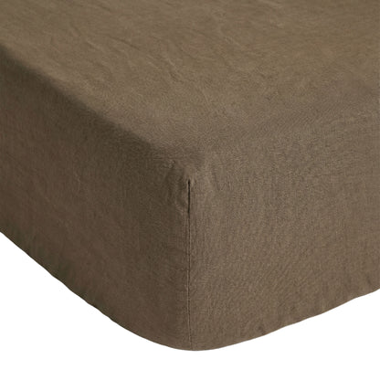 Linen Fitted Sheet Mosswood