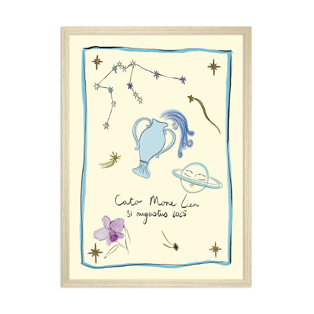 Zodiac Sign Birth Poster Aquarius