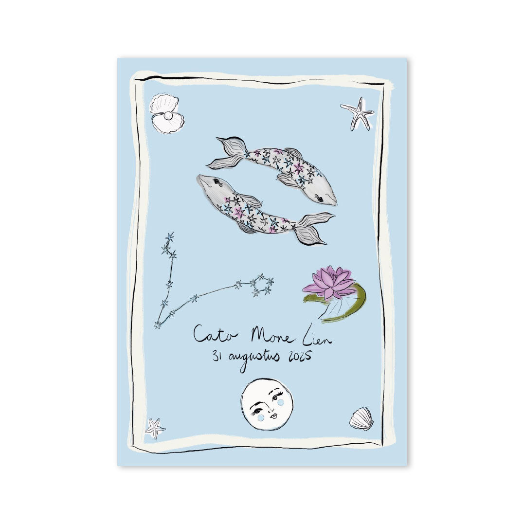 Zodiac Sign Birth Poster Pisces