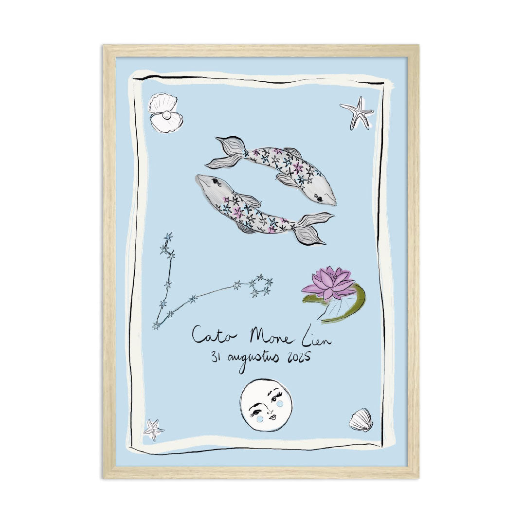 Zodiac Sign Birth Poster Pisces