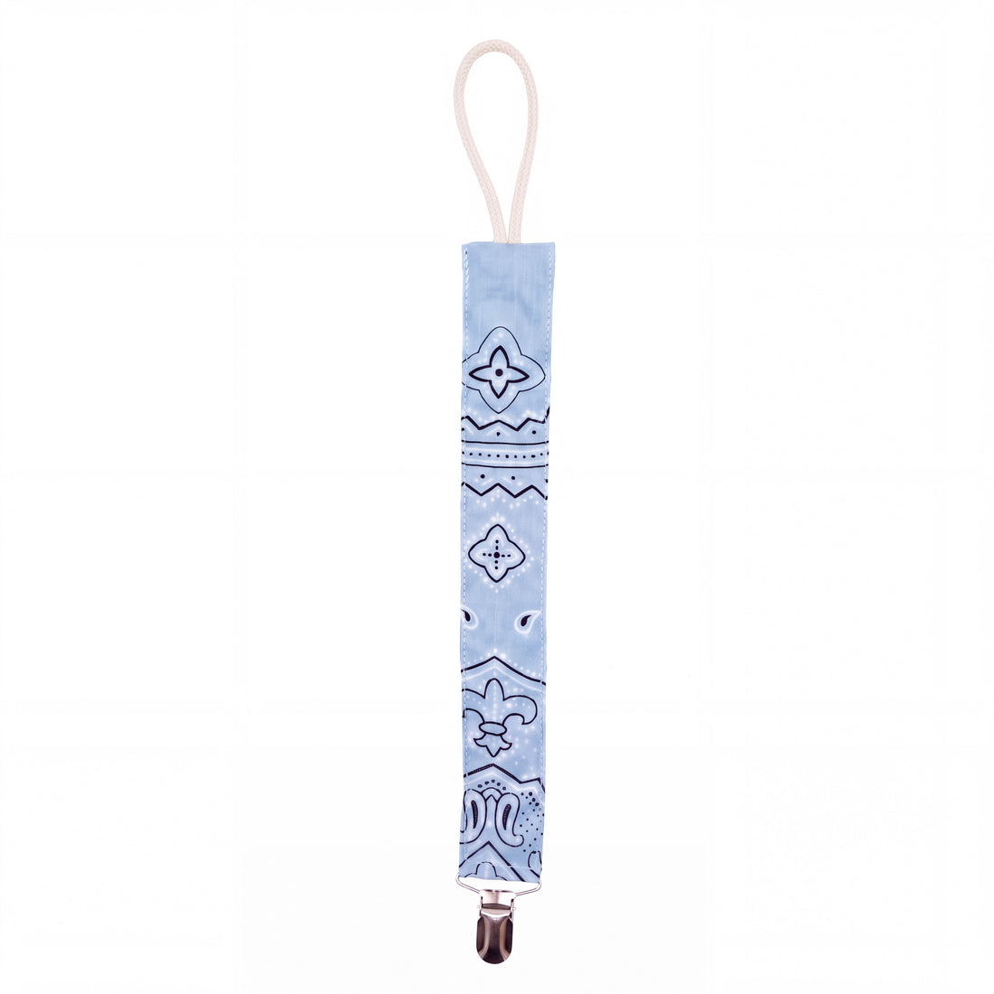 Reversible Bandana Pacifier Clip Cord Blue Yellow