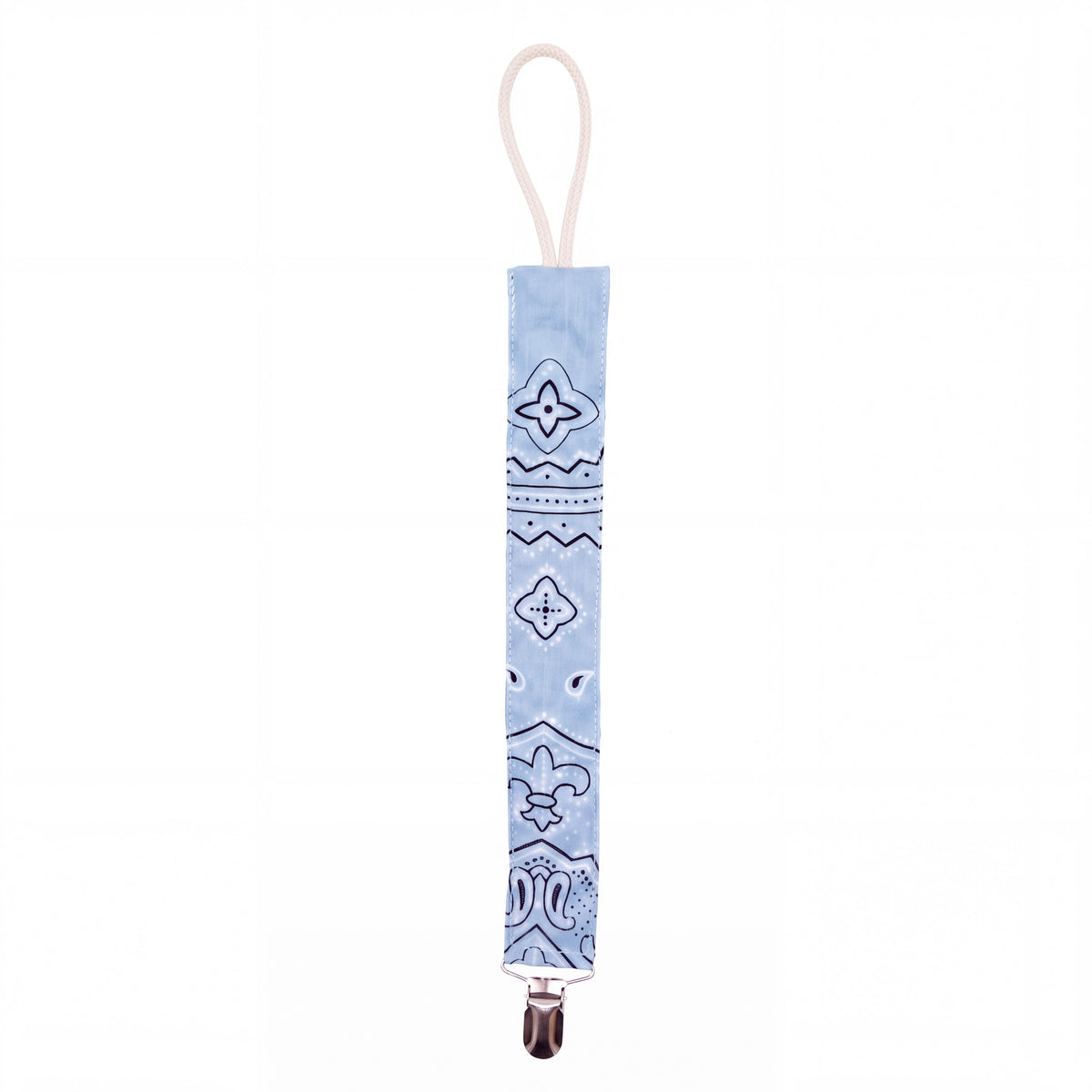 Reversible Bandana Pacifier Clip Cord Blue Yellow