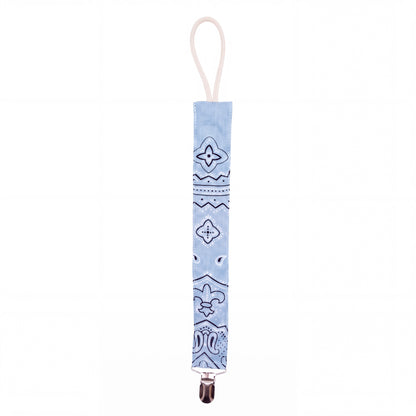 Reversible Bandana Pacifier Clip Cord Blue Yellow