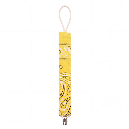 Reversible Bandana Pacifier Clip Cord Blue Yellow