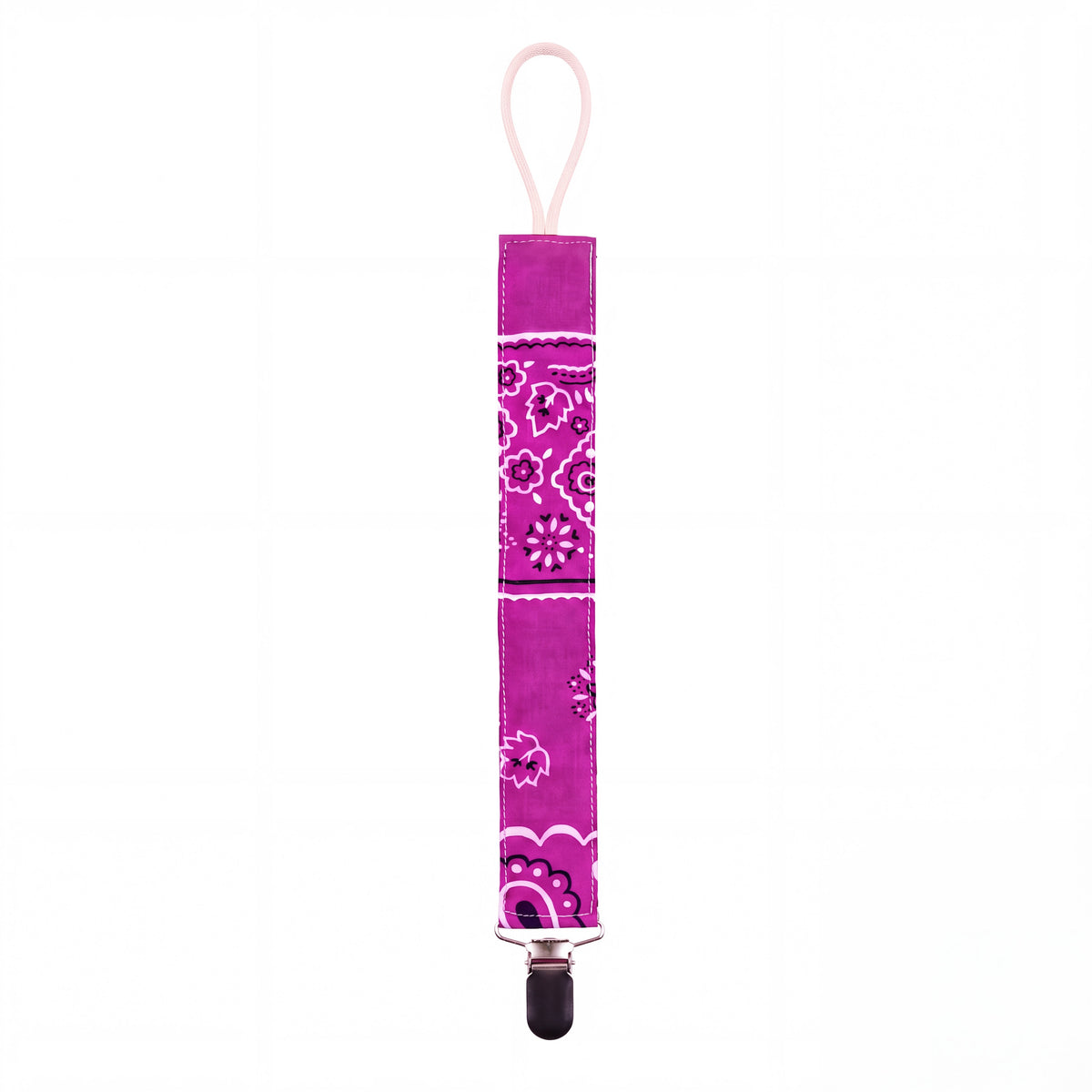 Reversible Bandana Pacifier Clip Cord Purple Green