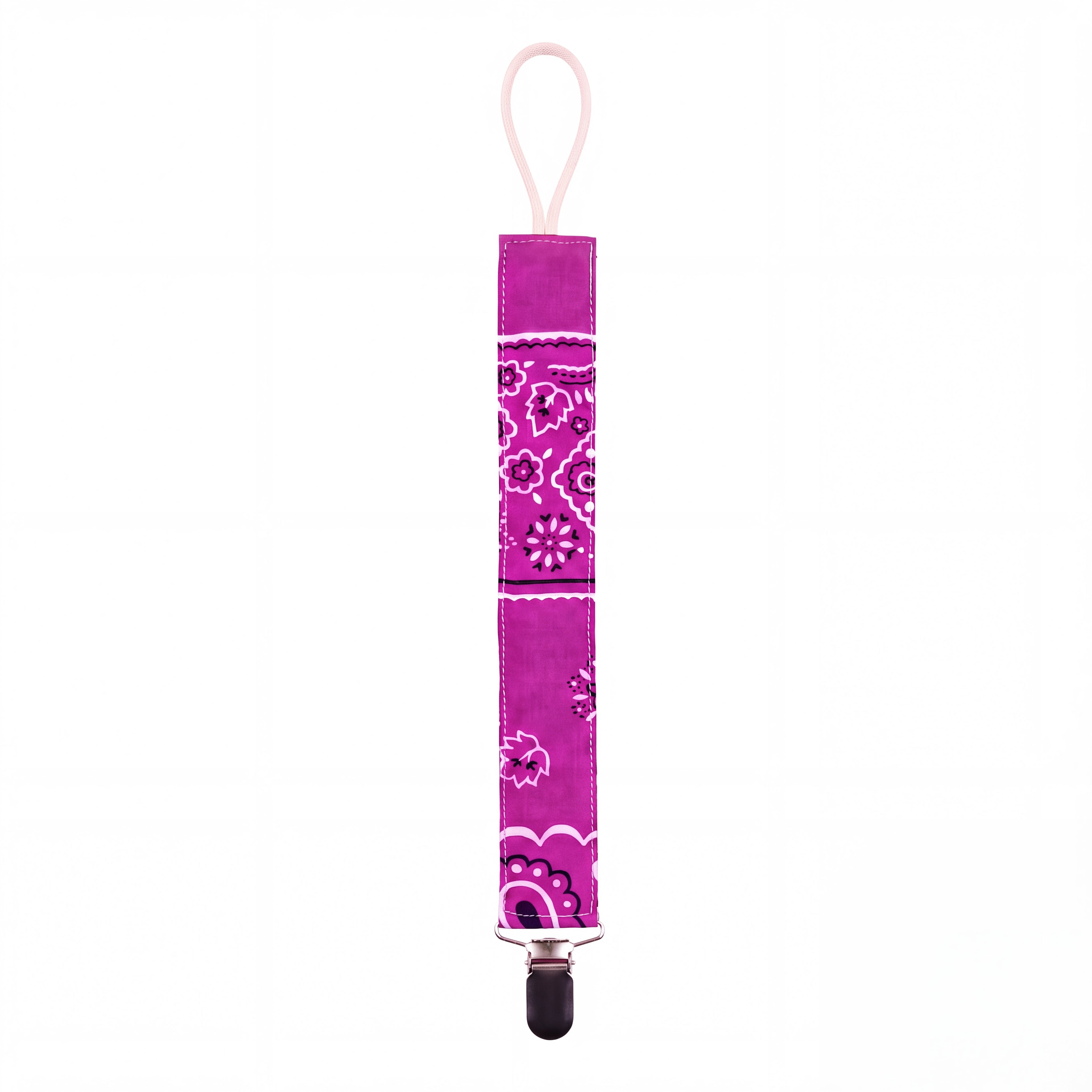 Reversible Bandana Pacifier Clip Cord Purple Green