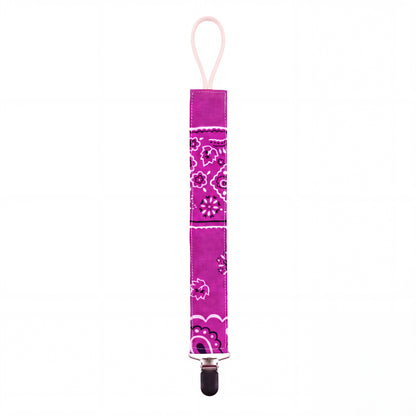 Reversible Bandana Pacifier Clip Cord Purple Green