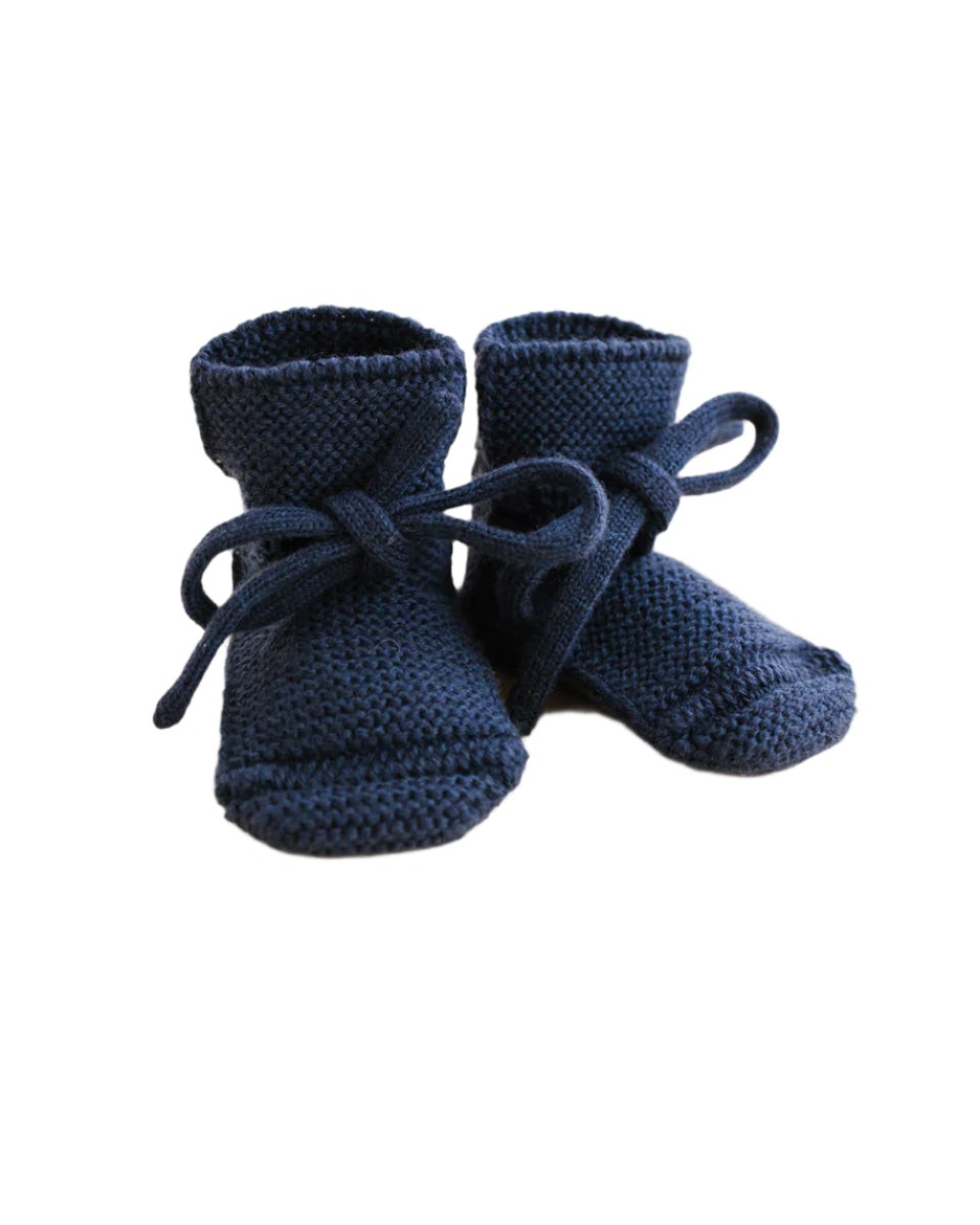 Merino Baby Booties Blue