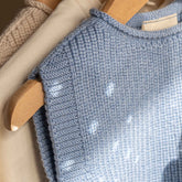 Detail of the merino wool fabric of the Hvid Harvey vest in light blue, The Archive Store
