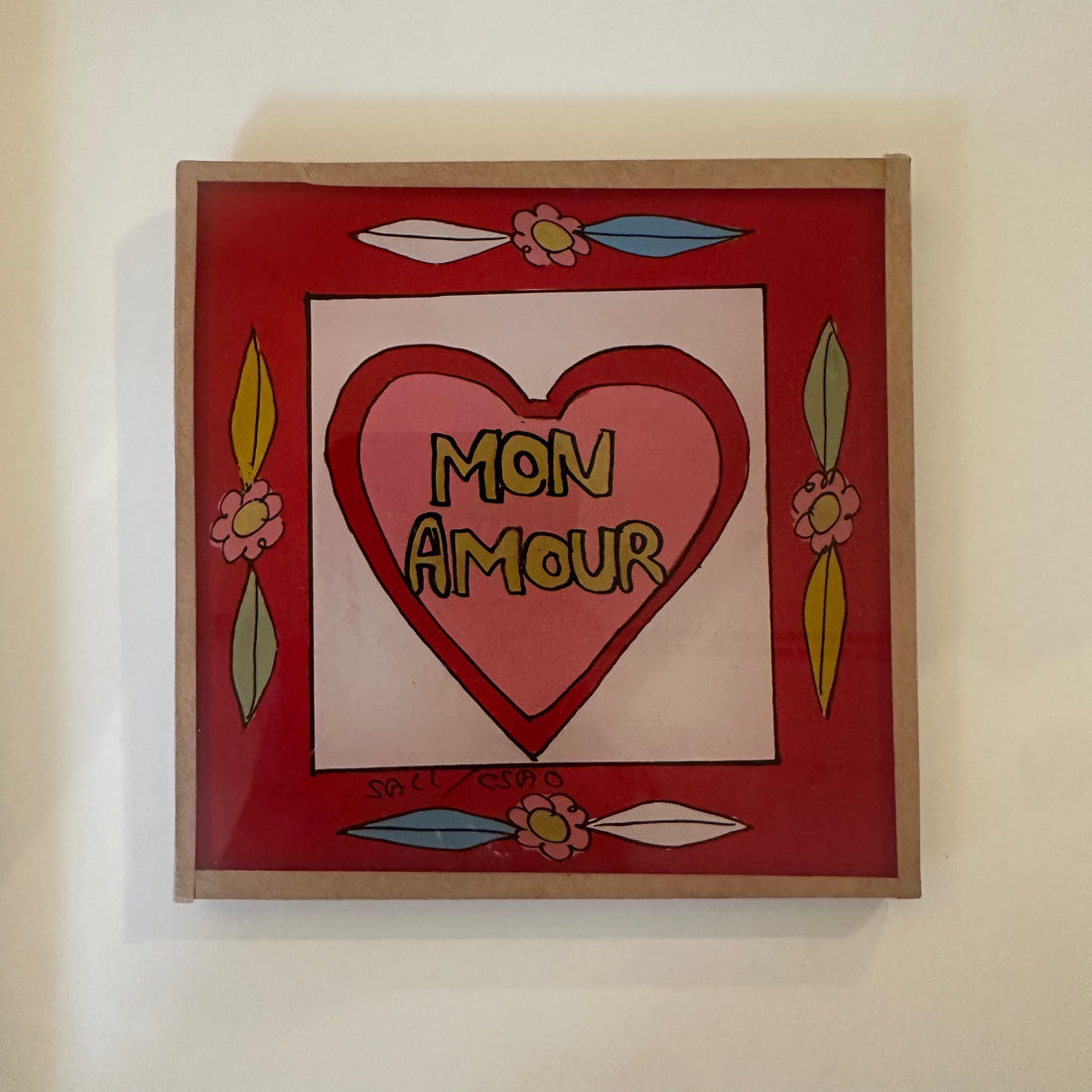 Mon Amour Pink Heart Painting - Mini