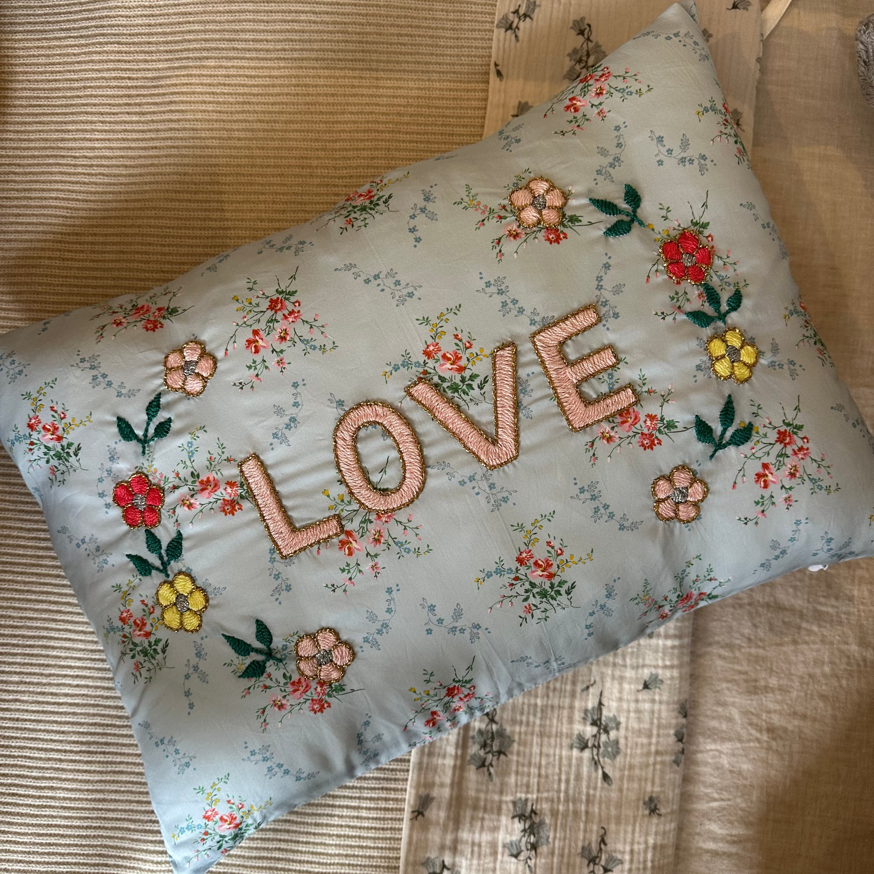 Love Cushion Light Blue
