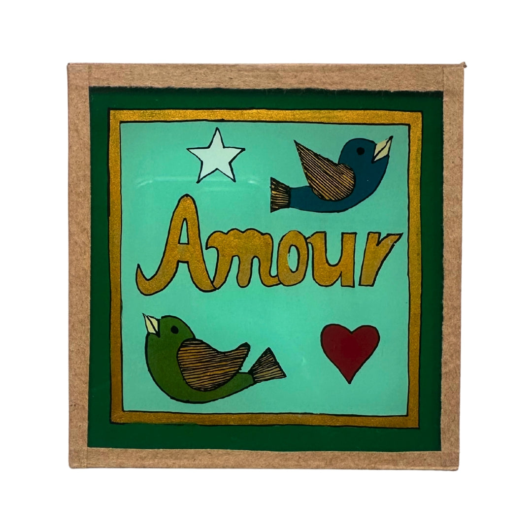 Amour birds green painting - Mini