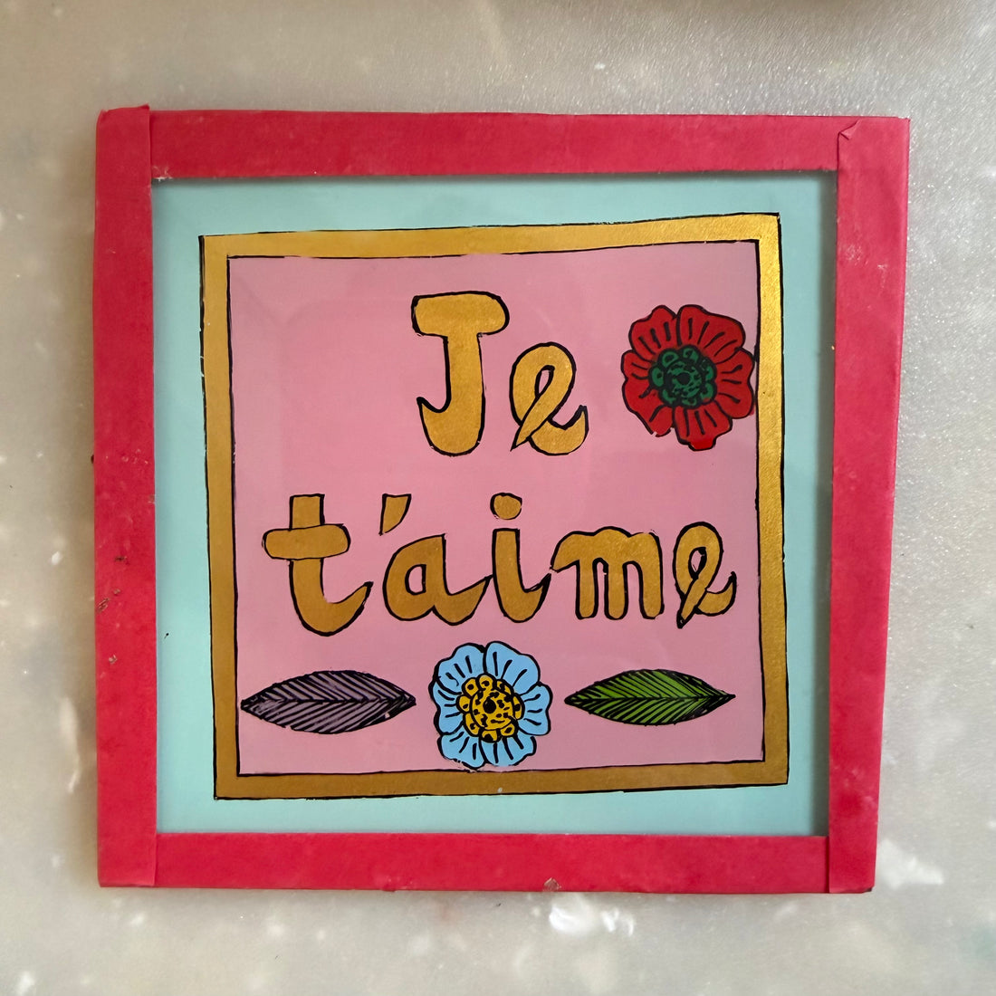 Mini Schilderijtje Je t’Aime Mint