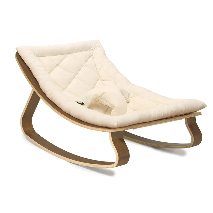 Levo Rocker Organic White with Walnut Base