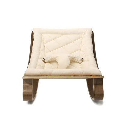 Levo Rocker Organic White with Walnut Base