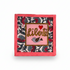 A square mini painting with a coral pink border, featuring the word &