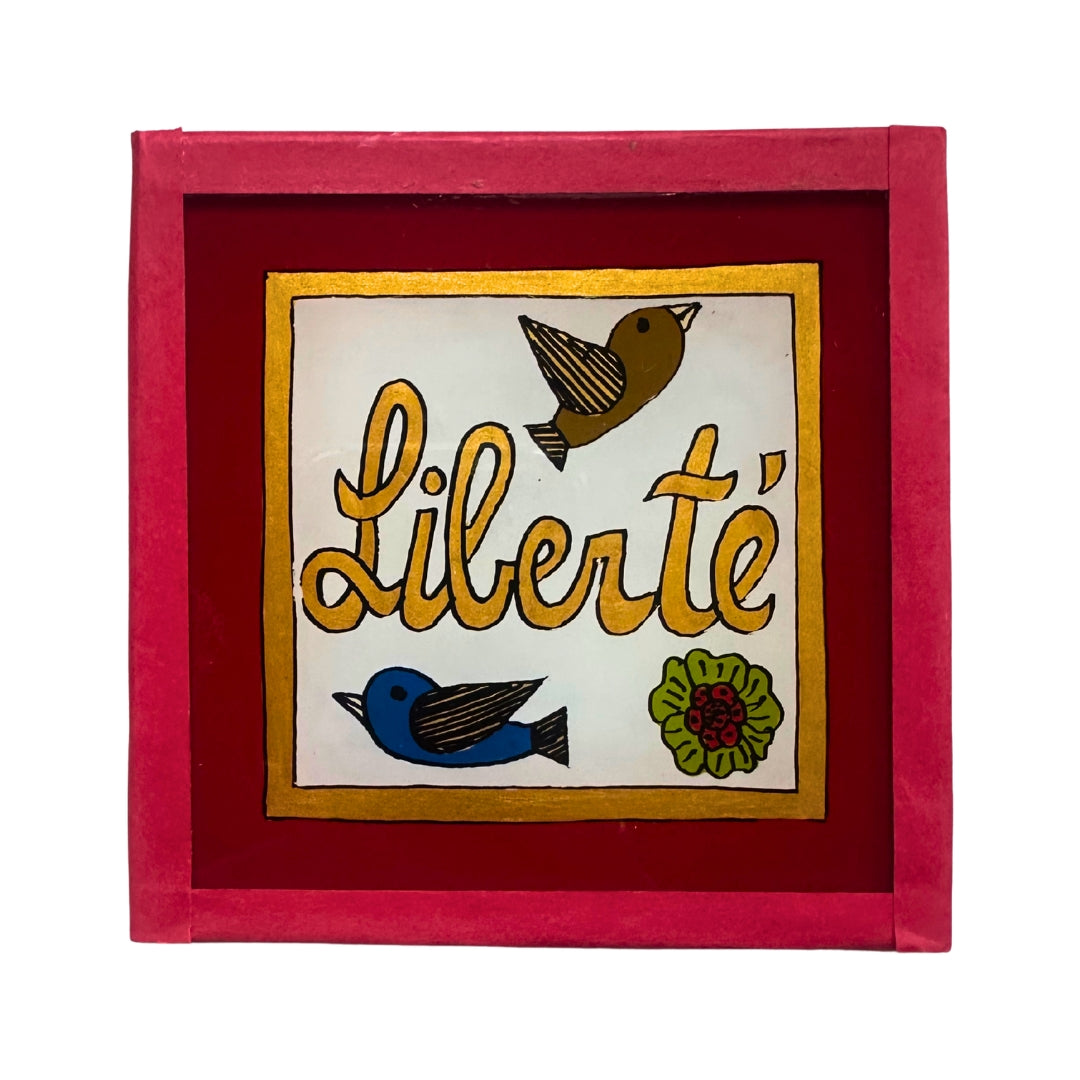 Liberté birds pink painting - Mini