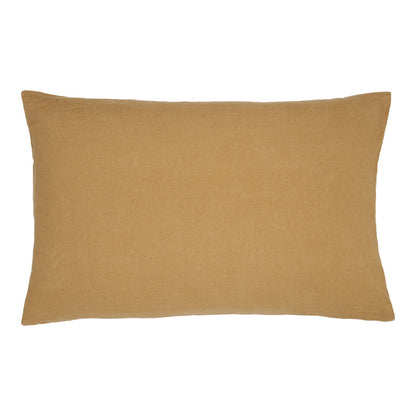 Hazel &amp; George Linen Pillow Cover in Dore, a rectangular linen pillow with an envelope closure, on a white background