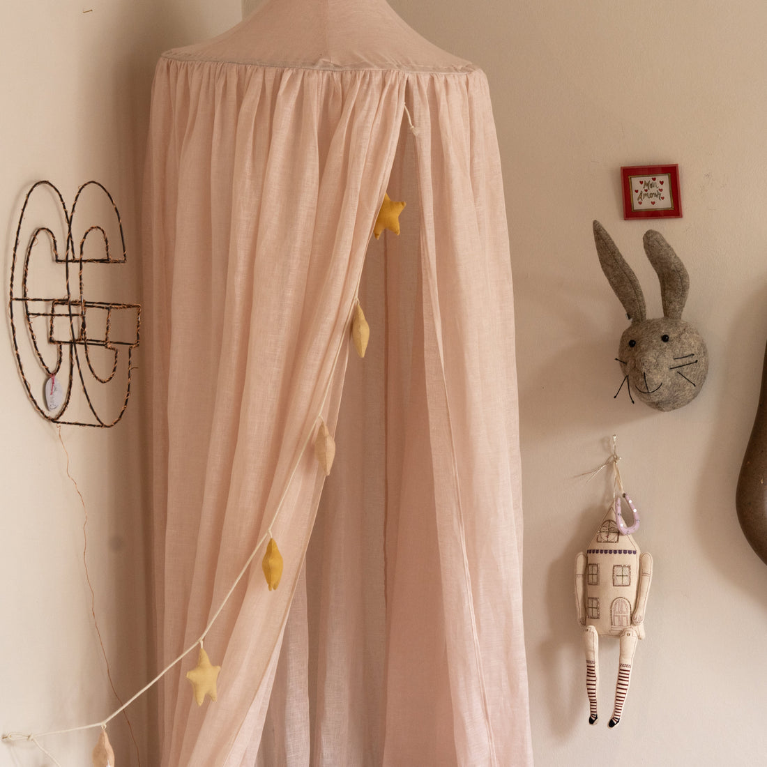 Linen Bed Canopy - Craie