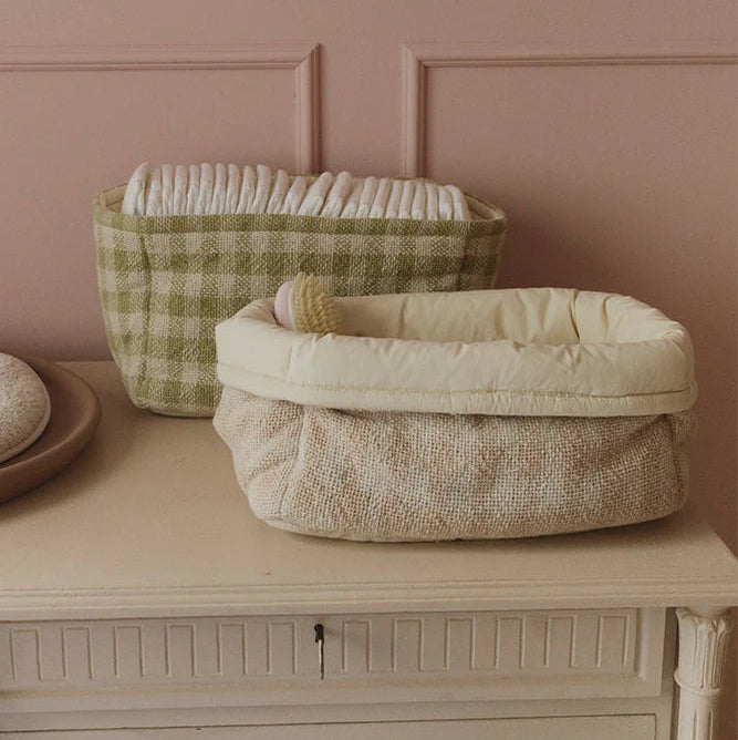Quilted Basket Vichy Matcha