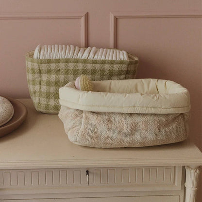 Quilted Basket Vichy Matcha