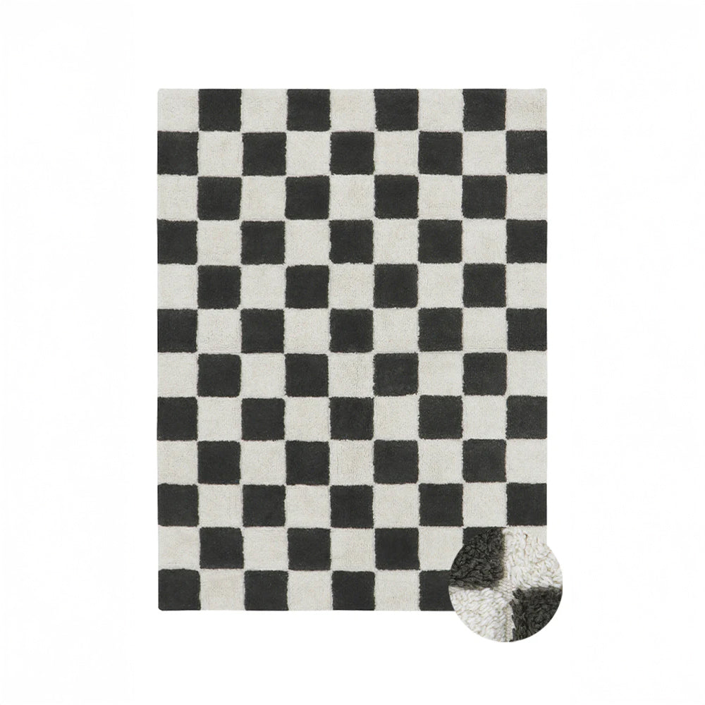 Washable Rug Kitchen Tiles Dark Grey