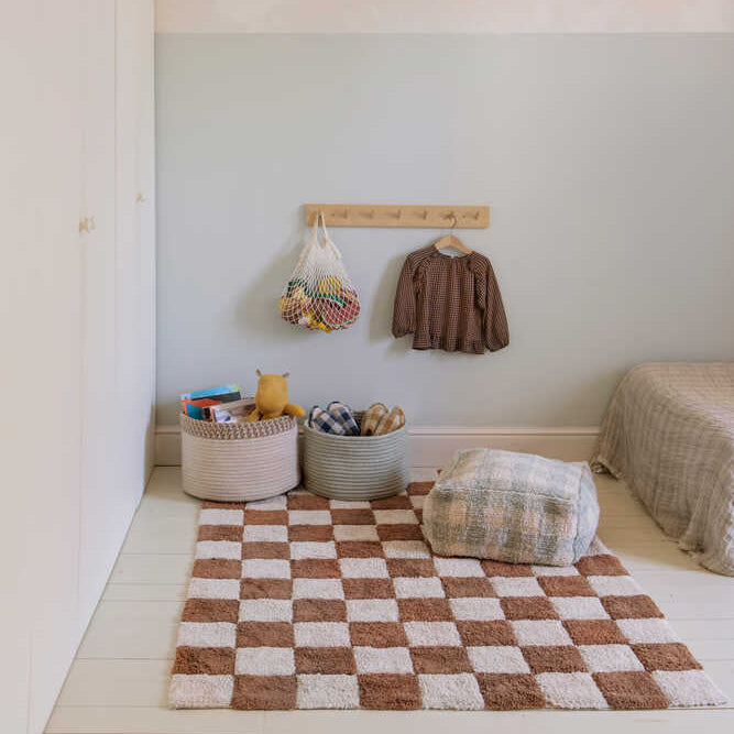 Washable rug kitchen tiles toffee 140 x 200 cm