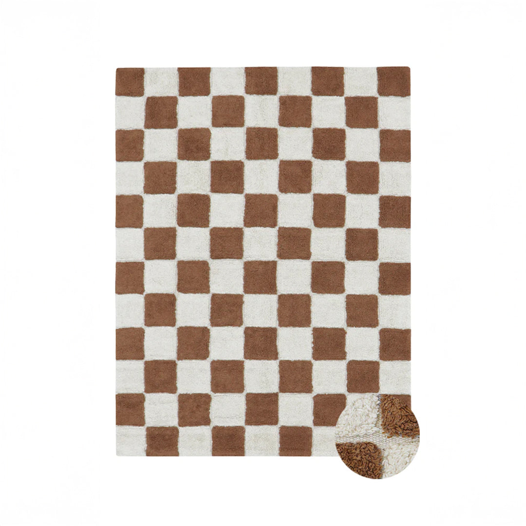 Washable rug kitchen tiles toffee 140 x 200 cm