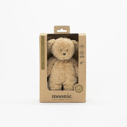 small soft teddy bear in box for baby by Moonie