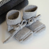 Hvid Baby Booties Grey Melange – merino wool baby booties, photo 2