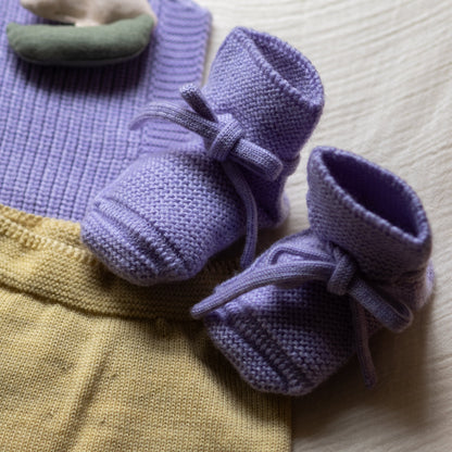 Merino Baby Booties Lilac