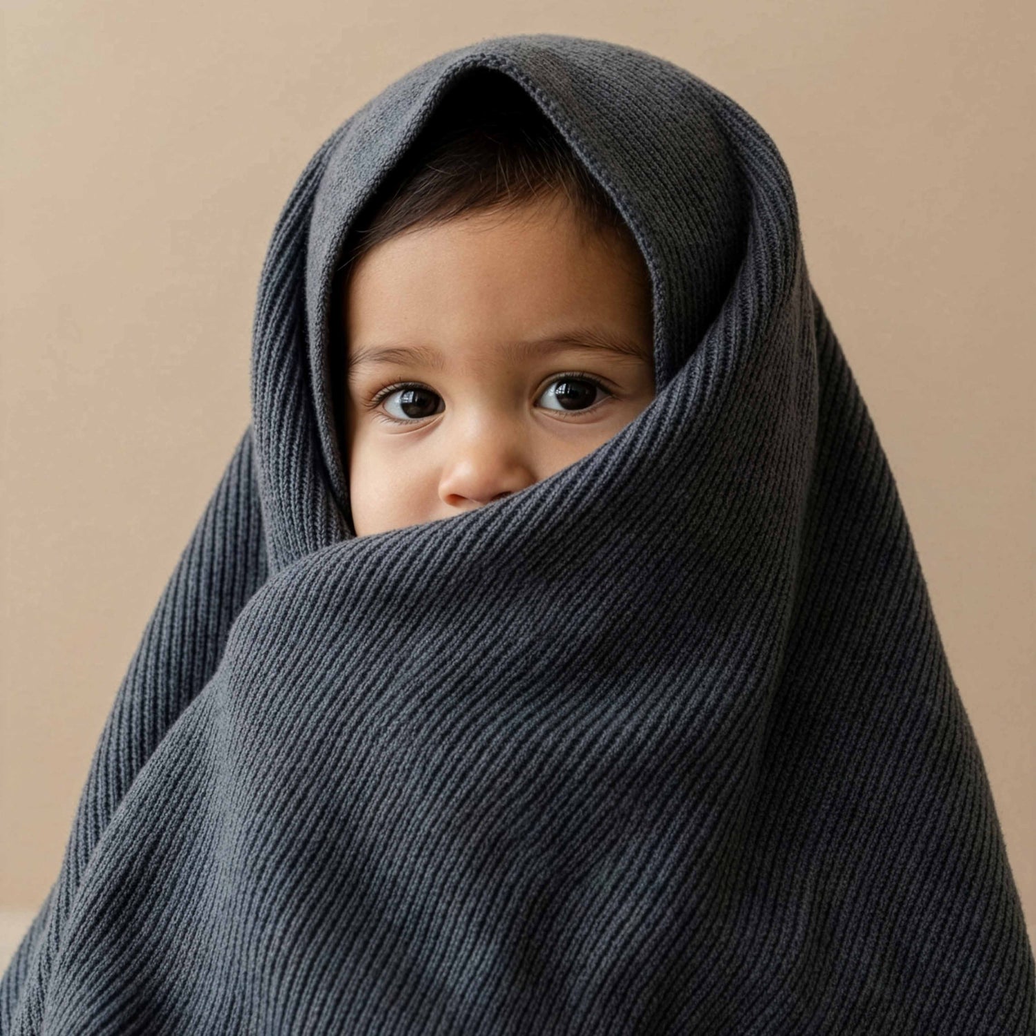 Moss Merino Deken Large in Charcoal