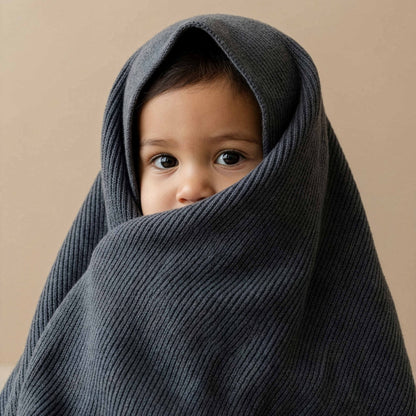 Moss Merino Deken Large in Charcoal