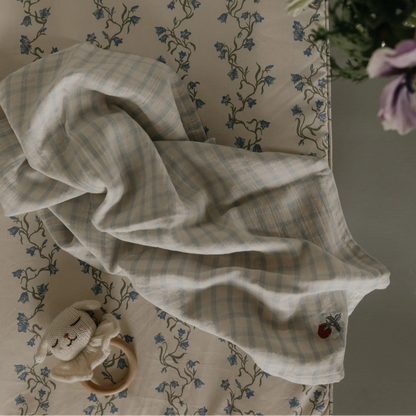 Mousseline Hydrofiele doeken – Set van 2 | Gingham Sky Aardbei