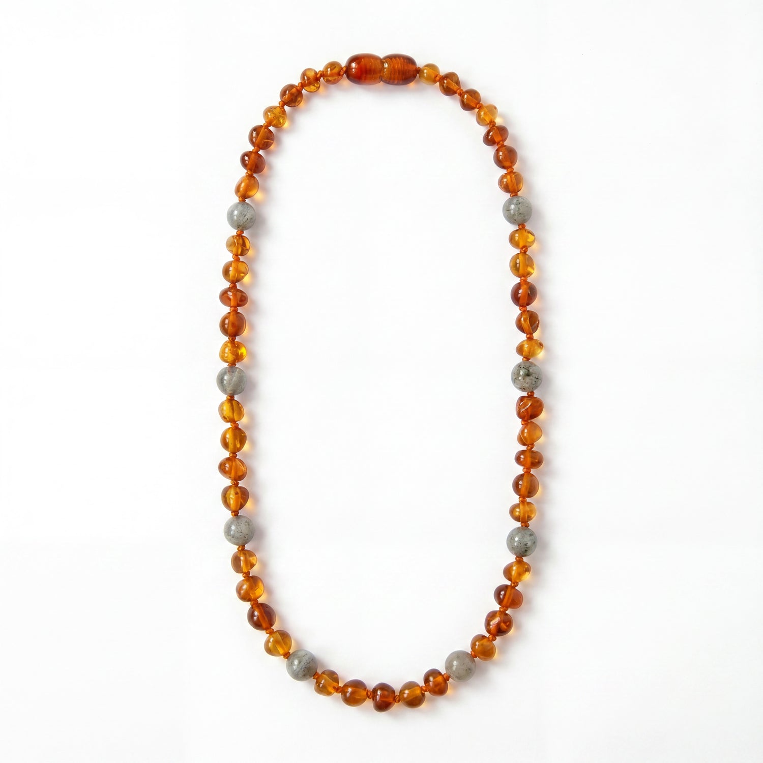 Amber ketting Cognac Labradoriet in maat 60 cm voor volwassenen