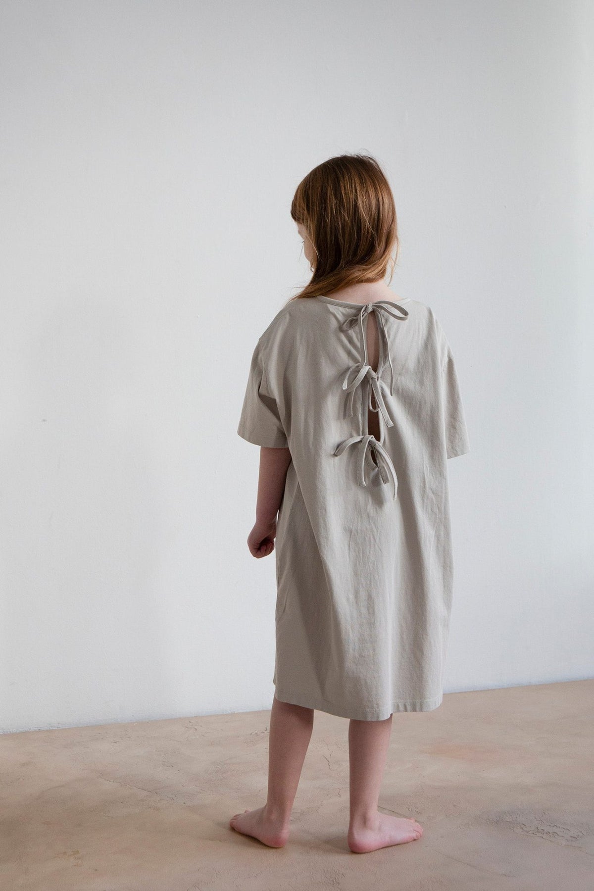 Noun Tee Dress With Ribbons, Light Grey, product photo
