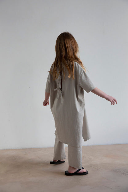 Noun Tee Dress With Ribbons, Light Grey, product photo