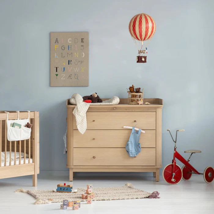 Wood Nursery Dresser 3 Drawers Oak