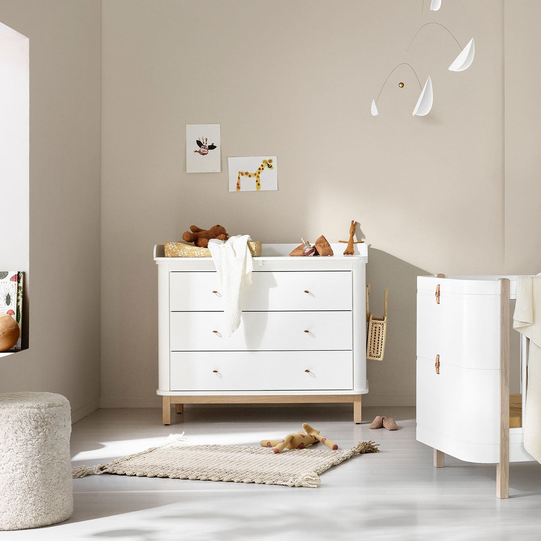Wood Nursery Dresser 3 Drawers White/Oak